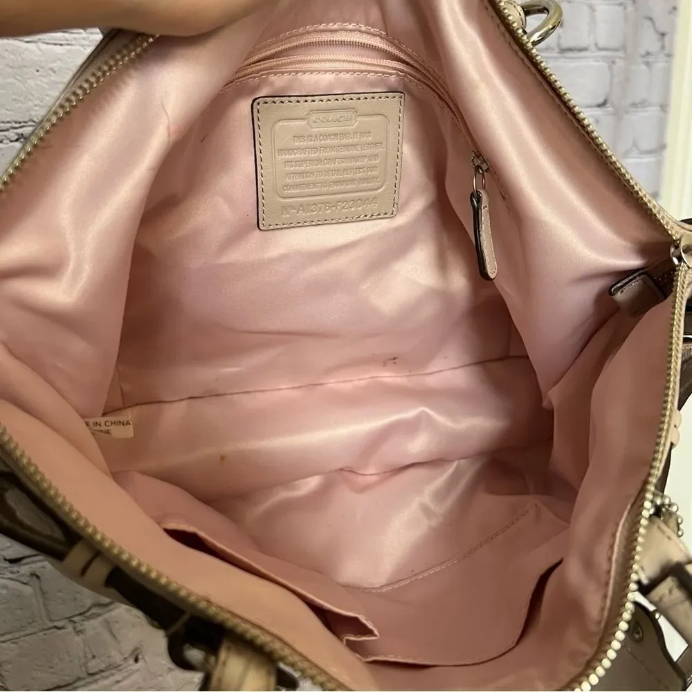 Coach sand taupe croc embossed leather satchel crossbody bag capsule chic
